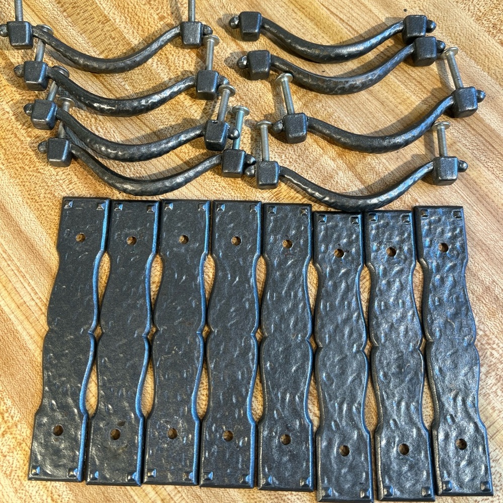 Vtg  National Lock Valley Forge Brass Cabinet Drawer Pull & Backplate Set Of 8